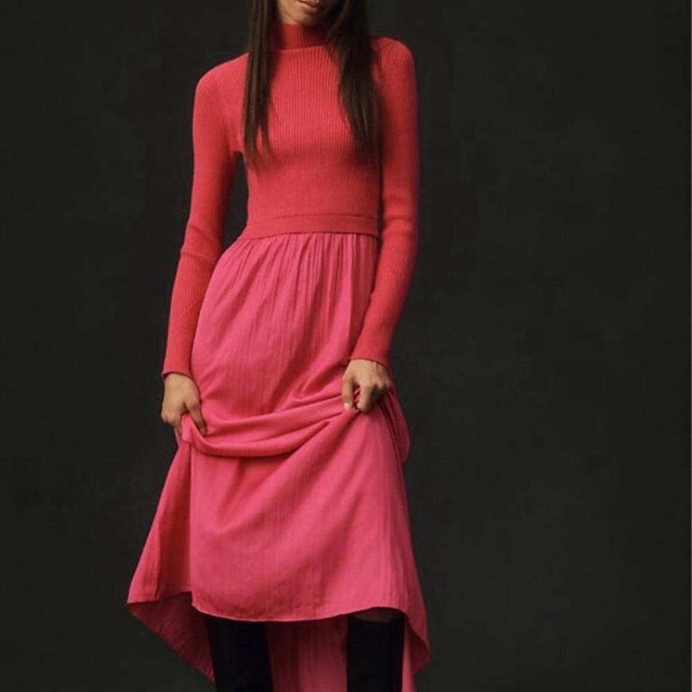 Anthropologie Thea Twofer Sweater Dress Women’s XXS Pink